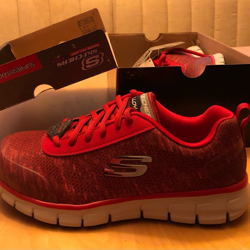 Skechers Red Slip-Resistant Sneakers